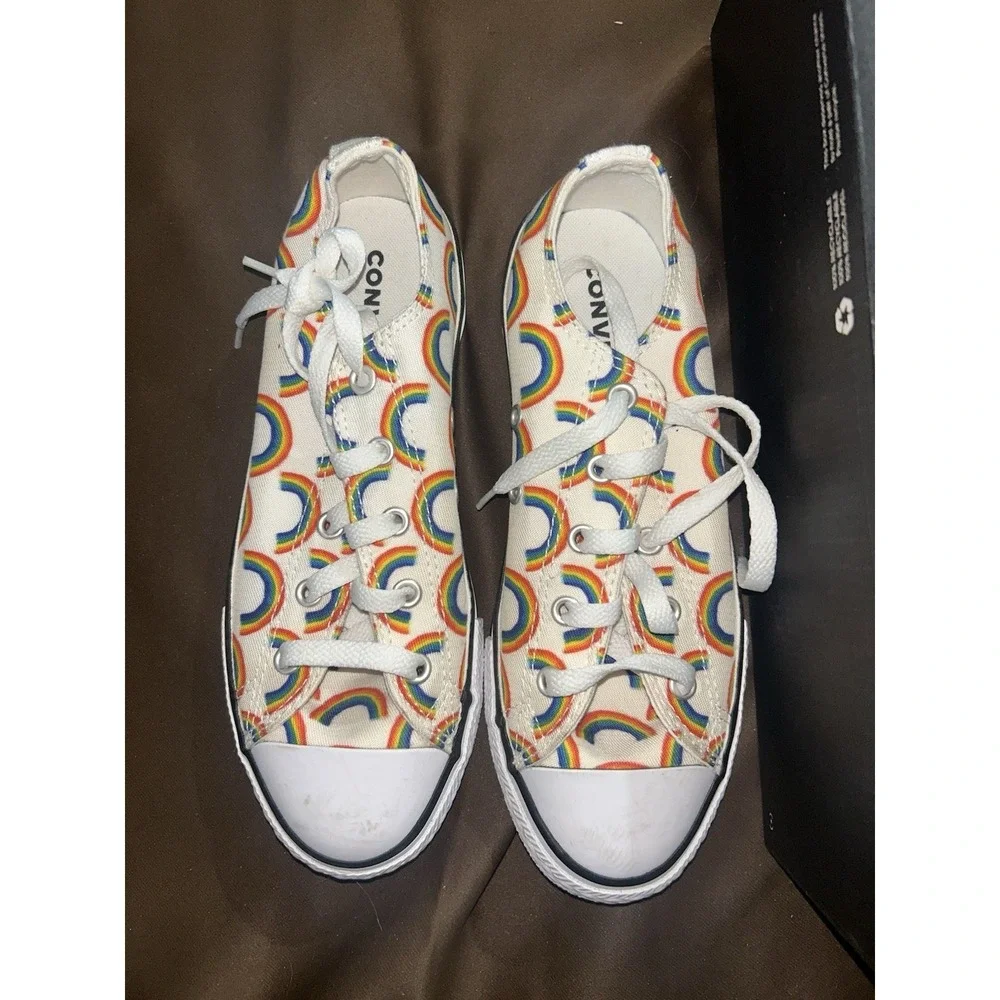 Converse White Chuck Taylor All Star Rainbow Shoes US Youth Size 3 PRELOVED
